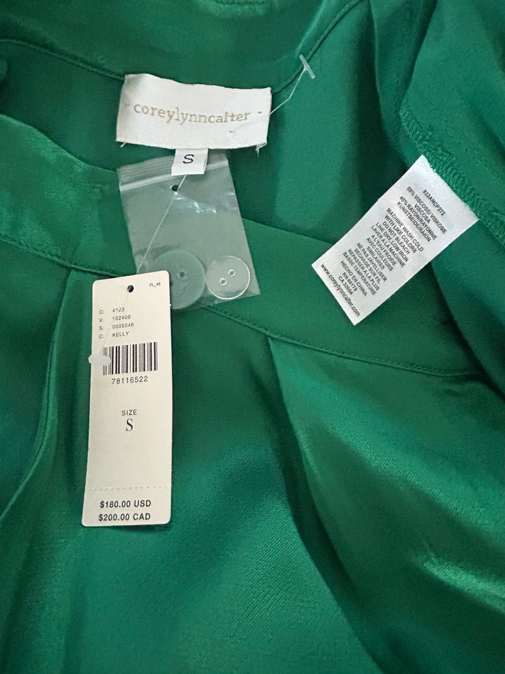 Anthropologie/Corey Lynn Calter Emerald Green Wide-Leg silky pants M - Picture 8 of 9